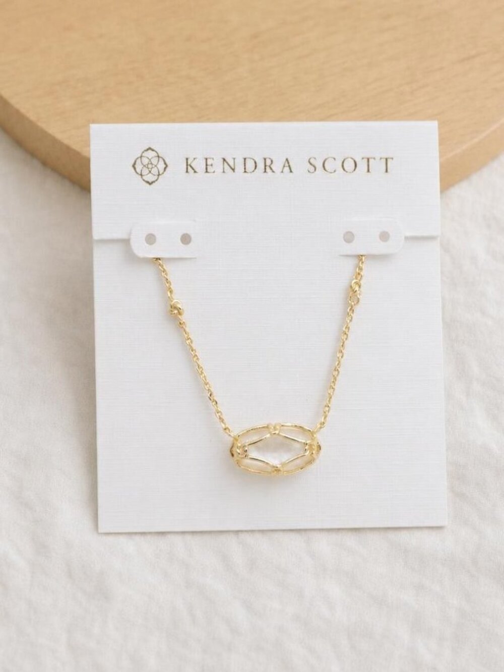 Kendra Scott Elisa Lattice Frame Gold Pendant Necklace
